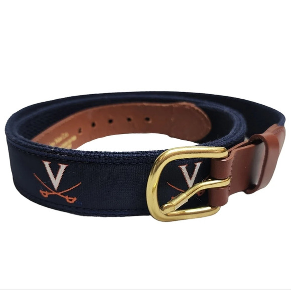 University of Virginia Leather Man Ltd navy belt.  Men's size 44. - Picture 8 of 12